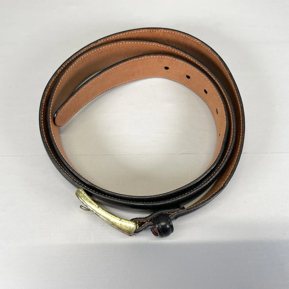 Trafalgar Cortina Leather Belt Mens Size 38 Black Dress Buckle - Made in USA